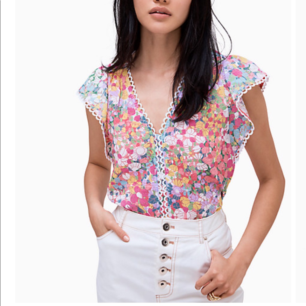 Kate Spade Floral Burnouts Top